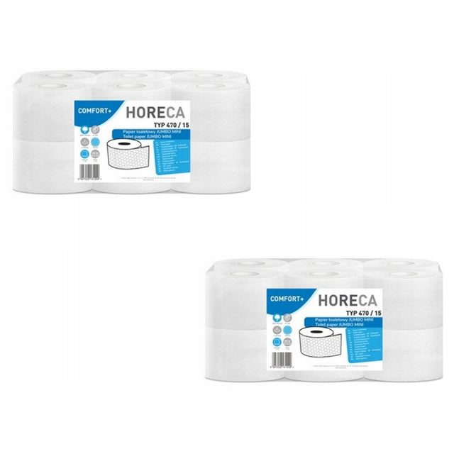 Papier toaletowy Horeca Comfort+ Jumbo Mini 470/15 celuloza 2x12 szt. rolka 50 m, biały, 2-warstwowy, 40 listków