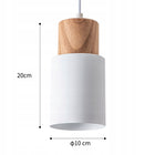 Lampa Wisząca Sufitowa Naturalne Drewno Tuba Nowoczesna Żyrandol Biała E27 oprawa do salonu, kuchni i jadalni