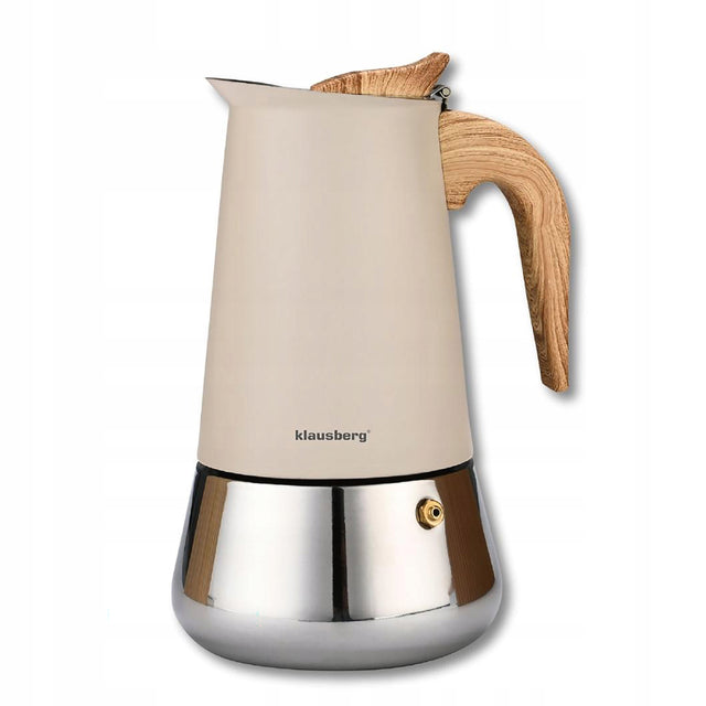 Kawiarka indukcja zaparzacz do kawy espresso 450 ML GAZ stal klausberg makinetka moka pot kafetiera 9 filiżanek beżowa