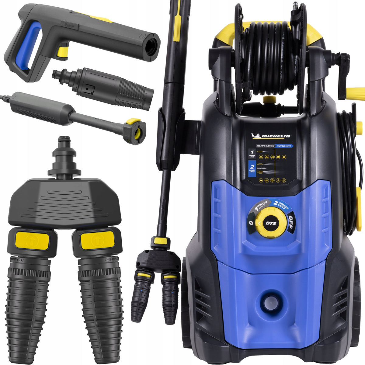 Myjka ciśnieniowa MICHELIN DWIE POMPY Przepływ 810L/H 2x Dysza TURBO 2500W do mycia samochodu, elewacji i tarasu, 150