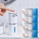 Dozownik do mydła bezdotykowy naścienny 380 ml biały automatyczny, akumulatorowy, do łazienki, z PCV, szerokość 11 cm
