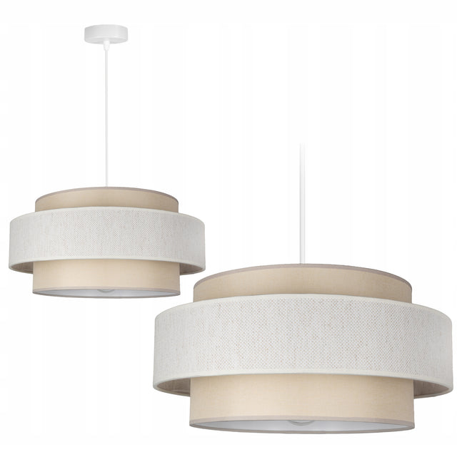 Lampa wisząca sufitowa żyrandol abażur nowoczesna boho do salonu i pokoju oprawa tekstylna kremowa E27 1 punkt światła 60 w wysokość 90 cm