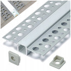 Profil LED Aluminiowy 2m Podtynkowy 12mm Do GK Karton Gips Płytek Zestaw listwa do taśmy oświetleniowej, kanał