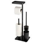 Stojak łazienkowy szczotka WC silikonowa na papier toaletowy telefon 3w1 uchwyt wolnostojący metalowy czarny 65 cm