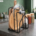 Stojak na deski do krojenia pokrywki talerze książki laptopa organizer loft czarny, 12,5 x 21,5 cm, uchwyt kuchenny