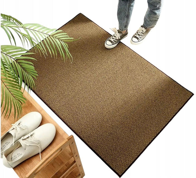 Duża wycieraczka wejściowa do butów zewnętrzna pod drzwi 3D brązowa 60X90CM mata gumowa pvc tekstylna 6 mm do przedpokoju