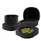 Komplet Serwis talerzy i salaterki 6 osób Altom Design Black Harmony 24 el Zastawa stołowa obiadowa kwadratowa, do