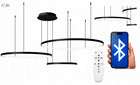 Lampa LED sufitowa ringi czarna 60 40 30 pamięć bluetooth darmat light 529 żyrandol 3-punktowy do salonu i jadalni z