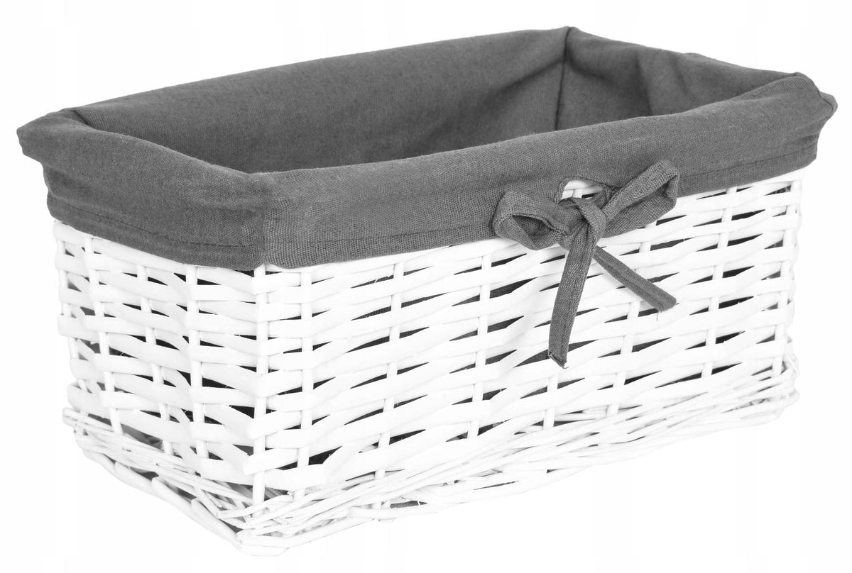 Koszyk wiklinowy koszyczek pojemnik organizer łazienkowy biały 30cm do przechowywania kosmetyków i akcesoriów, 20 x 30