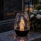 Lampa solarna LED na grób czarna lampion efekt płomienia cmentarz znicz nagrobny, dekoracja mogiły, wysokość 10 cm