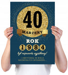 Kartka XXL z imieniem urodzinowa na 40 urodziny 1984 1985 1986 LAT + imię laurka dla jubilata, papierowa pamiątka