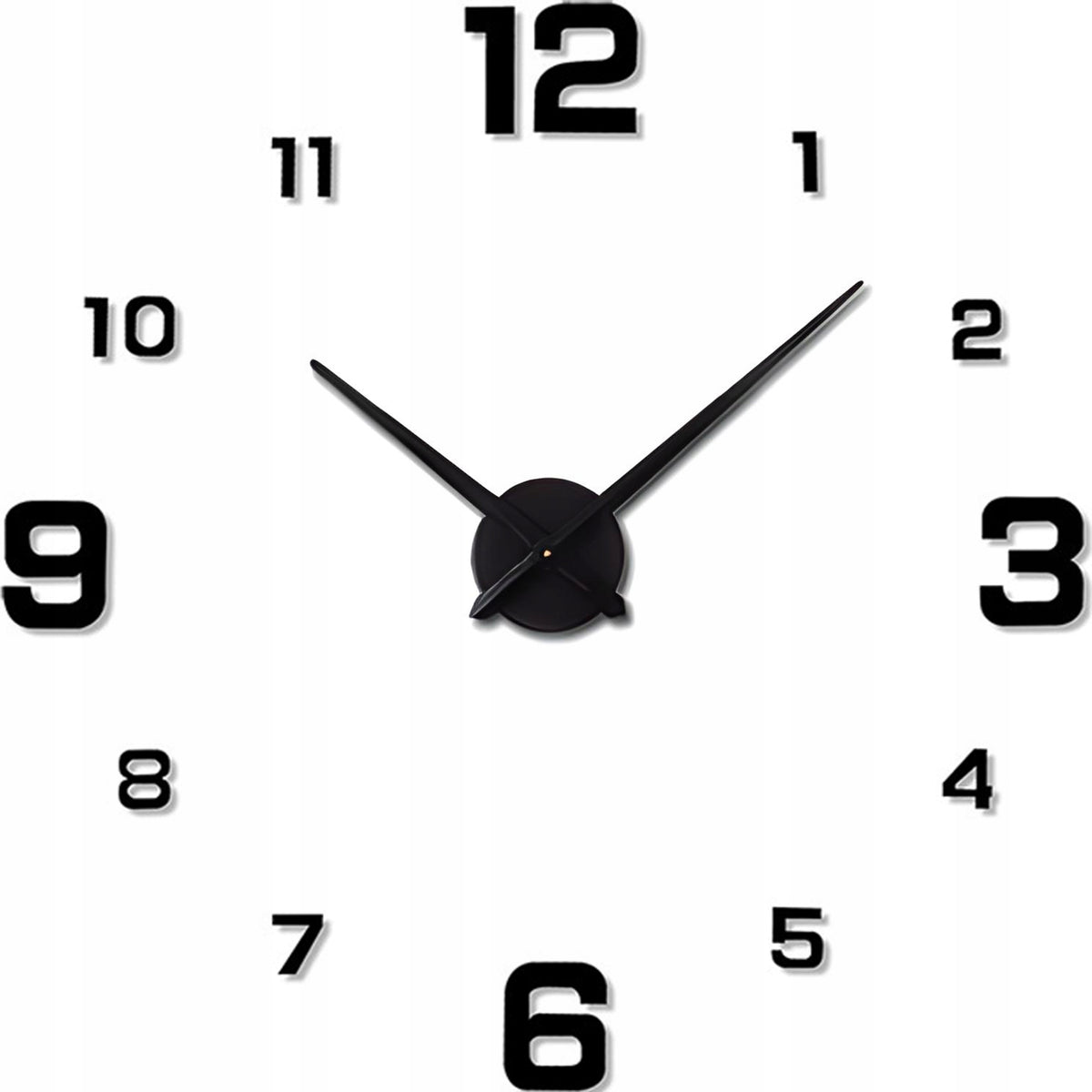 Zegar ścienny 3D nowoczesny przyklejany na ścianę czarny XXL 130 CM DIY czasomierz analogowy, cyfry arabskie, zasilanie
