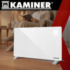 Grzejnik Elektryczny Szklany Kaminer 2500W WiFi Pilot Farelka Biały Wydajny 850 mm 410 mm grzewcza