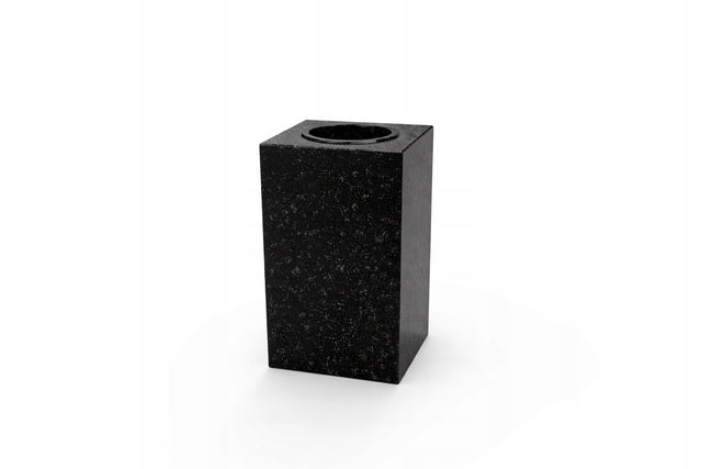 Wazon Granitowy na Nagrobek Cmentarny Czarny 28cm Kwadratowy Ciemny Granit pojemnik na kwiaty, dekoracja grobu, kamienny