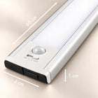 Lampka nocna LED 60cm z czujnikiem ruchu lampa podszafkowa do mebli srebrna oświetlenie szafy akumulatorowe USB
