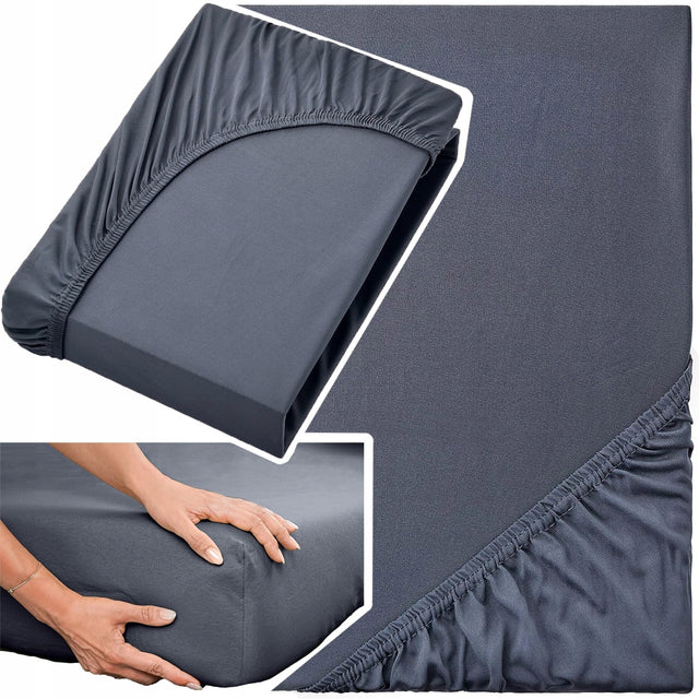 Prześcieradło 100% Bawełna czesana 200x200 + 30cm z gumką na wysoki materac szare do łóżka, maks. grubość 25 cm
