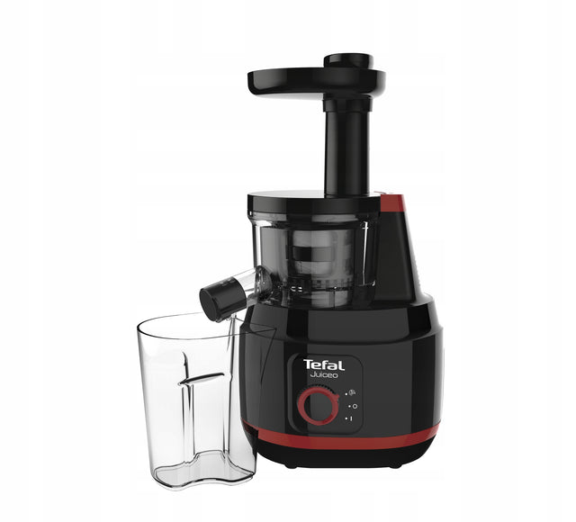 Wyciskarka wolnoobrotowa do owoców warzyw tefal cicha kompaktowa ZC150838 sokowirówka pionowa 150 w, bieg wsteczny, regulacja gęstości soku
