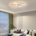 Lampa Sufitowa LED Żyrandol Kwadratowy Biały Nowoczesny 42W 3000K oprawa do salonu i jadalni, ciepła barwa, 2 punkty