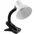 Lampa Biurkowa Szkolna Regulowana na Biurko Nocna Stołowa E27 z Klipsem Lampka do czytania i nauki, biała, zasilanie