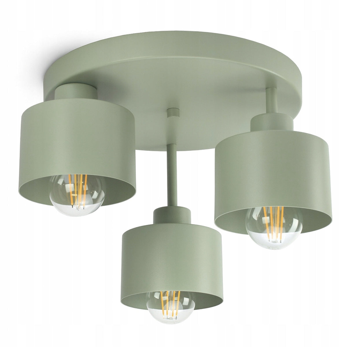 Lampa sufitowa Plafon Żyrandol Oliwkowy Zielony Szałwia 3xE27 382-E3 SPOT oprawa metalowa do salonu, kuchni i jadalni