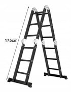 Drabina aluminiowa przegubowa składana wielofunkcyjna 4x3 stab.81cm+podest do domu i warsztatu, udźwig 150 kg, wysokość