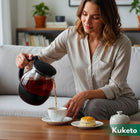 DZBANEK do herbaty SZKLANY ZAPARZACZ stalowy CZAJNIK ŻAROODPORNY 1800ml imbryk do ziół i naparów, sitko ze stali
