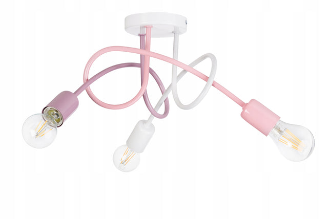 Lampa wisząca sufitowa pastelowa żyrandol dzieci pasti multi kręcona E27 do pokoju malucha, 3-punktowa, metalowa, wielobarwna oprawa