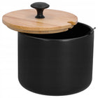 Cukiernica czarna metalowa z łyżeczką 350ml okrągła 10,5 x 11 cm z pokrywką cukierniczka, pojemnik do cukru, do herbaty