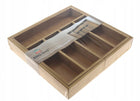 Wkład szuflady bambusowy organizer Sztućce 1218 pojemnik na noże, widelce i łyżki, 7 przegródek, biały, 43 × 31,5 cm