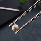 Pałeczki premium stal nierdzewna 5 par srebrne do sushi, kuchni azjatyckiej, wielorazowe metalowe sztućce, 23,5 cm