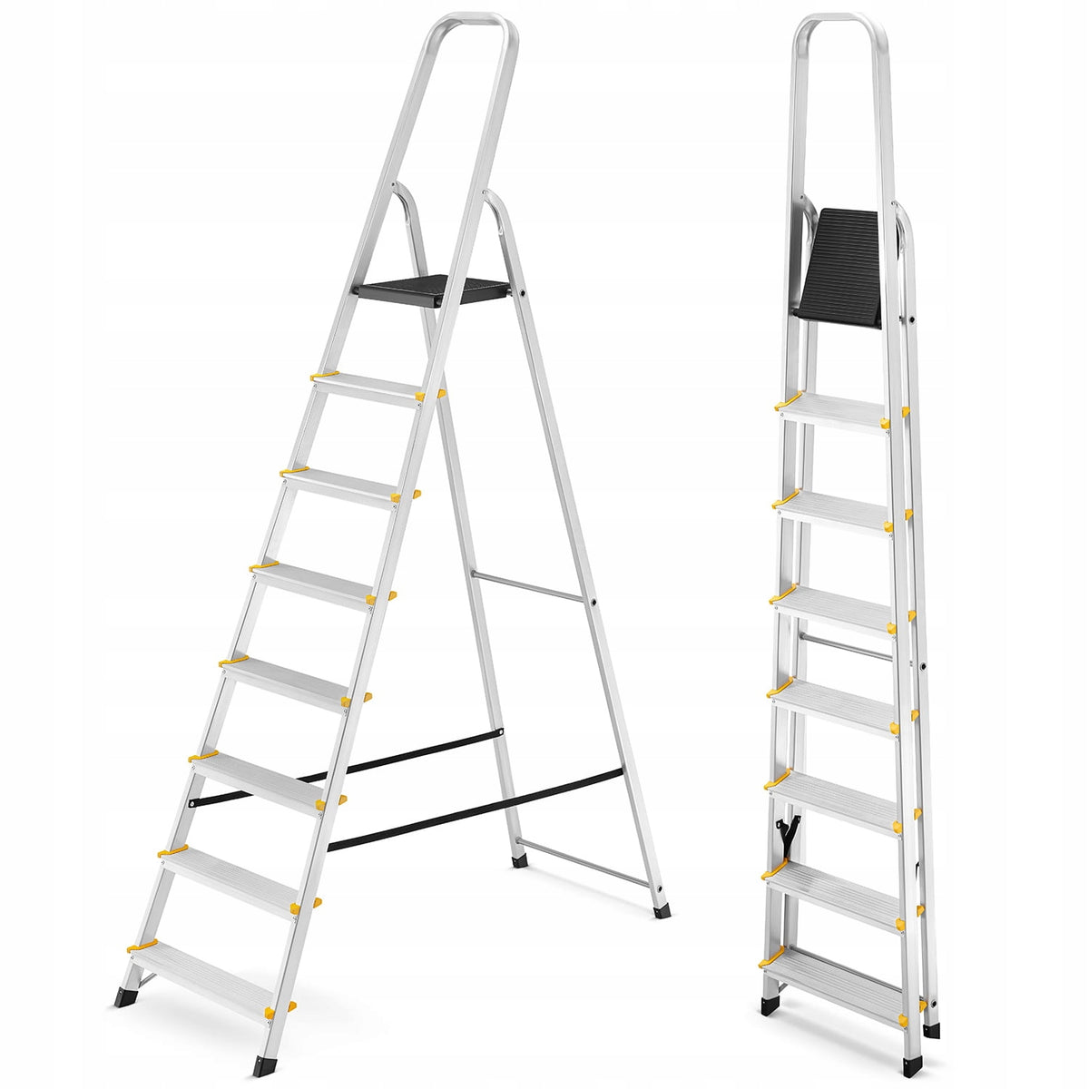Drabina aluminiowa domowa jednostronna profesjonalna higher 8 stopni 150kg schodkowa do malowania i remontu wysokość