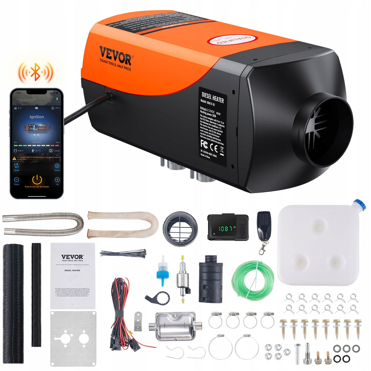 Ogrzewanie Postojowe Nagrzewnica 2KW Bluetooth Wysokogórska Niskie Spalanie piecyk olejowy do samochodu i kampera