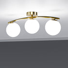 Złota Lampa Sufitowa Wisząca LED 3X G9 Żyrandol Białe Kule Szklane Salon oprawa metalowa do jadalni i kuchni