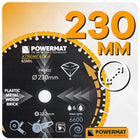 Tarcza diamentowa Powermat 230 mm uniwersalna 22,2 mm tnąca do betonu, cegły, drewna, kamienia, metalu, PCV, stali i