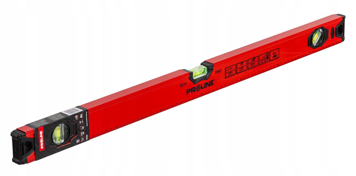 Poziomnica aluminiowa 80cm 0,8m 3 libelki 1mm/1m standard Proline 15862 poziomica do prac budowlanych, remontowych i
