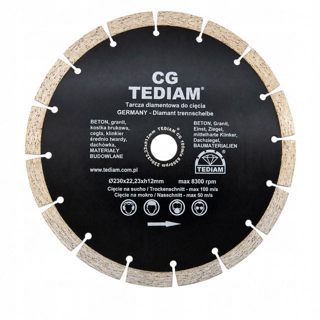 Tarcza tnąca do betonu bruku 230mm 100m/s tarcza diamentowa do betonu 230mm z 15 sztuk