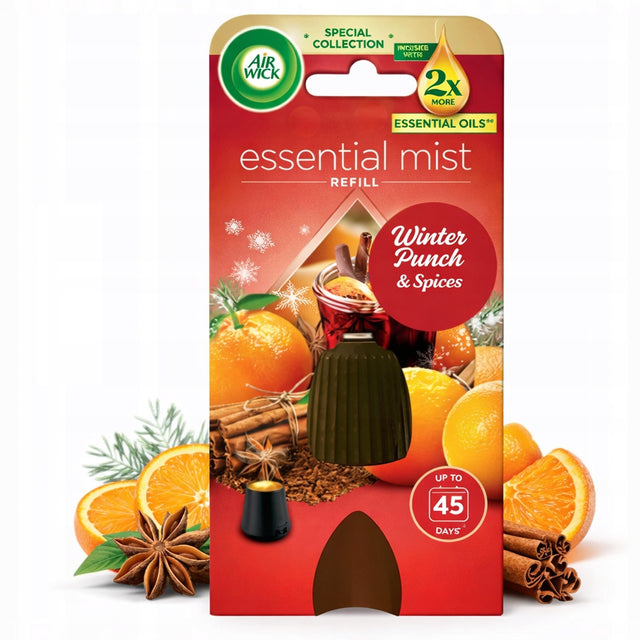 Air Wick Winter Punch wkład powietrza 20 ml zimowy korzenny zapach uzupełnienie do elektrycznego odświeżacza, aromat cytrusowo-drzewny