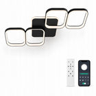 Kwadratowa lampa sufitowa LED 3000-6500K ściemniana 72 w z pilotem, czarny plafon do pokoju, regulacja barwy światła