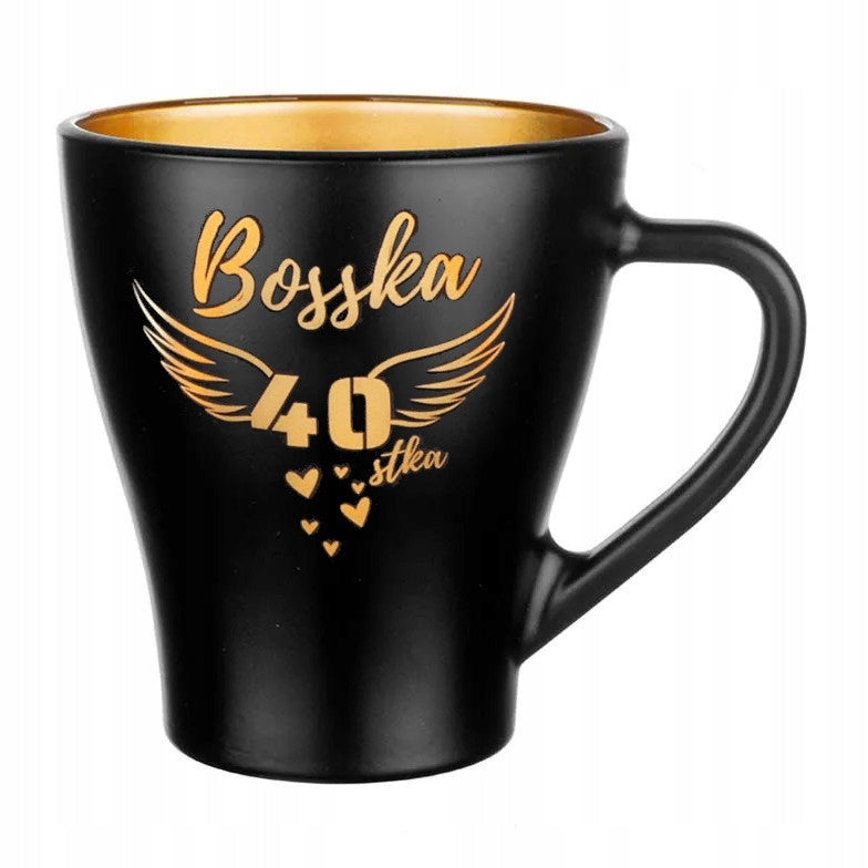 Kubek bosska 40 prezent na urodziny dla koleżanki na upominek dla kobiety śmieszny gadżet do kawy i herbaty