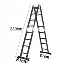 Drabina aluminiowa przegubowa stab.81cm wielofunkcyjna 4x4 kontrakt +podest 16 szczebli, wysokość robocza 5,6 m, udźwig