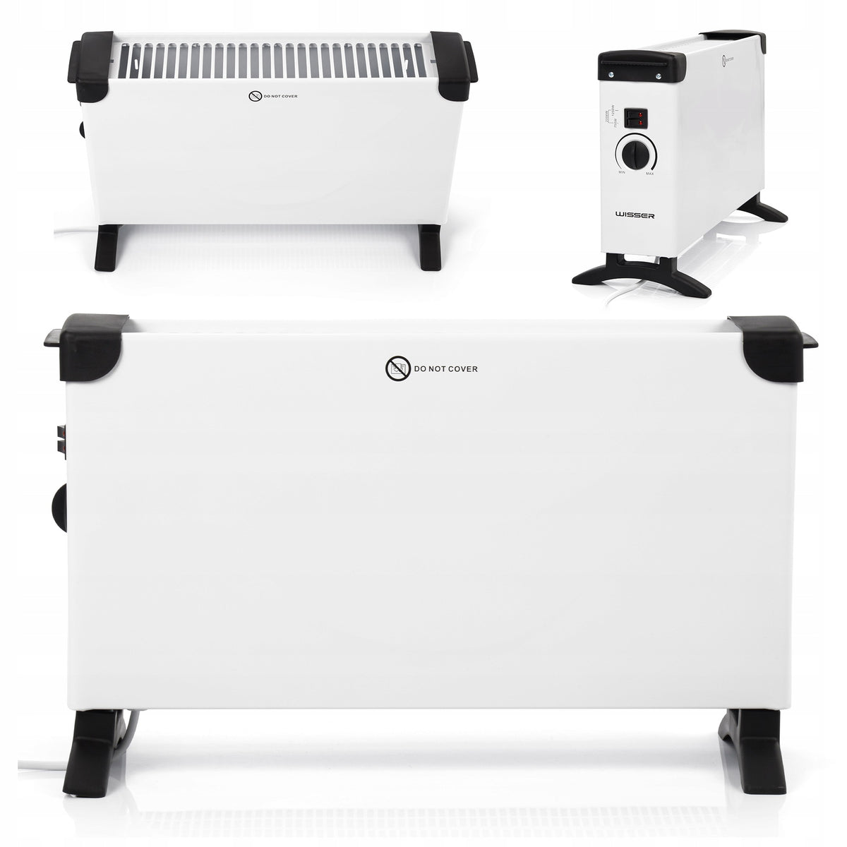 Grzejnik elektryczny konwektorowy energooszczędny termostat Wisser 2000W 540 mm 320 mm grzewcza biały