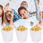 50 sztuk pudełek na popcorn, małe białe pudełka na popcorn, pojemniki 12 cm miseczki na prażoną kukurydzę, opakowania