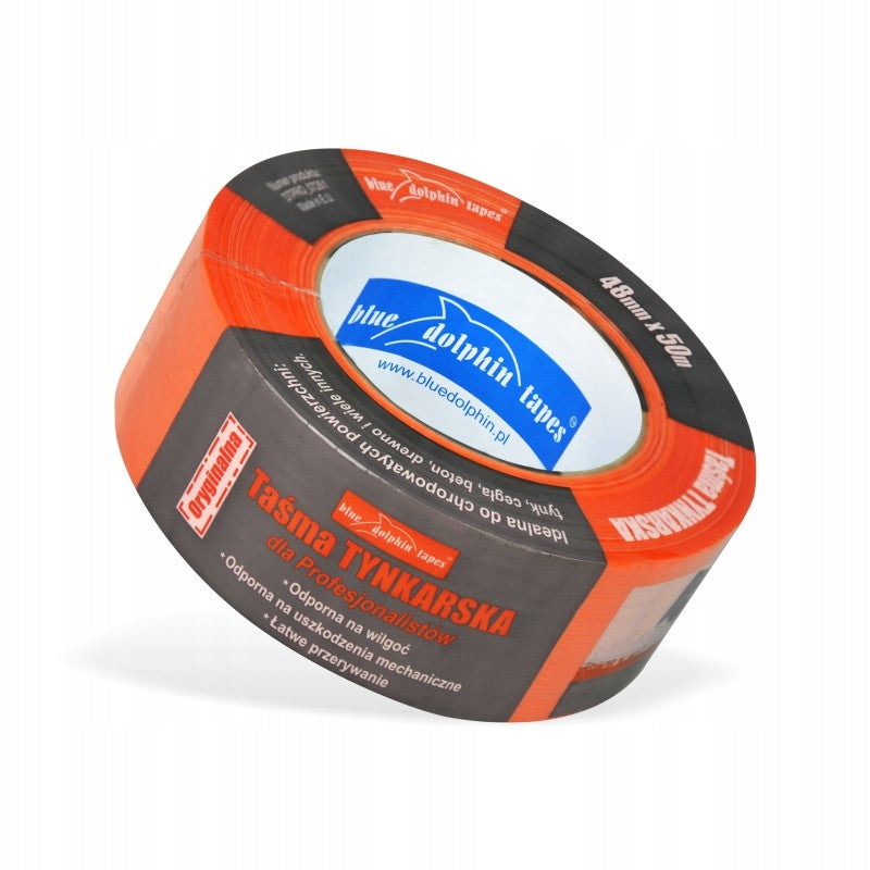 Taśma Tynkarska Malarska Pomarańczowa Blue Dolphin do Elewacji 48 mm x 50 m maskująca zewnętrzna, zabezpieczenie