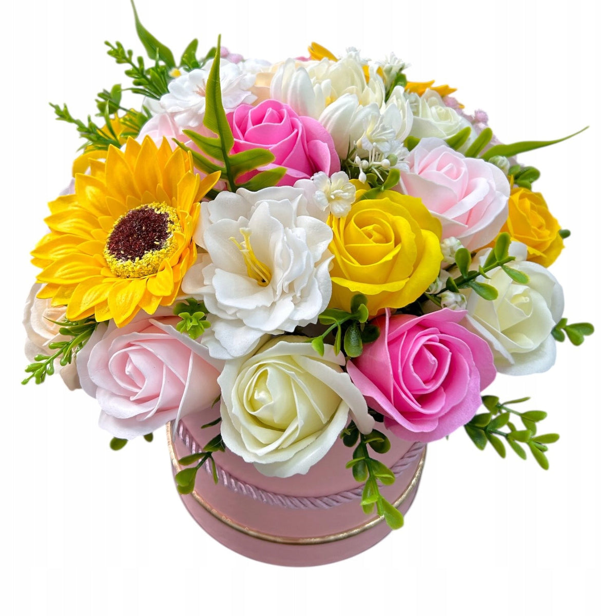 Duży Flowerbox Kwiatami Mydlanymi Prezent Upominek Flower box Róże Mydlane dekoracja do wnętrz, na urodziny, rocznicę