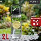 Butelka Motywacyjna Bidon na Wodę ze Słomką z Uchwytem Miarką 2000 ml 2l pojemnik do napojów plastikowy czarny