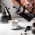 Zaparzacz tłokowy do kawy herbaty ziół 1000ml dzbanek z dociskiem szklany french press, czarny, można myć w zmywarce