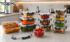 12 x lunchbox szklane pojemniki na żywność uszczelka żaroodporne zestaw 9.7 l bezbarwny, czarny