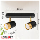 Lampa sufitowa LED kinkiet SPOT oprawa halogenowa 2x GU10 TUBA CZARNA złota ścienna aluminiowa 2-punktowa do żarówek