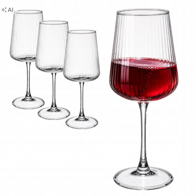 Zestaw kieliszków rosso 540ml 4 szt duże eleganckie do wina do wody ryfle