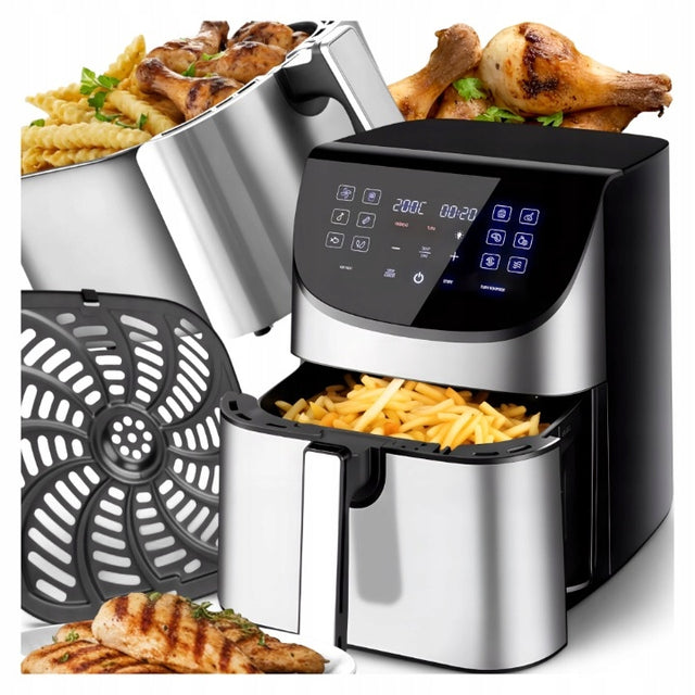 Frytkownica beztłuszczowa AIR fryer 8l XXL 12 programów frytownica airfryer srebrny